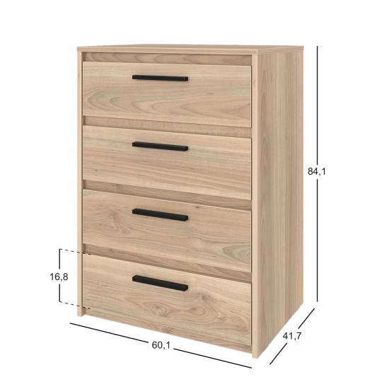 Комод Лион 4 ящика 60х84х41,7 см ЛДСП цвет дуб комано