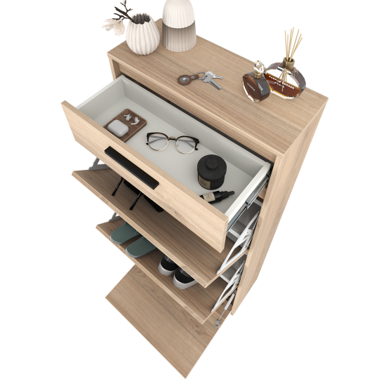 Шкаф для обуви Лион 60х143.5х24 см 3 ящика ЛДСП цвет дуб комано