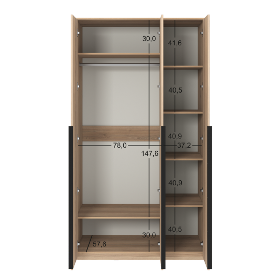 Шкаф распашной Бергамо с 3 дверями 120x220x60 см ЛДСП цвет дуб комано