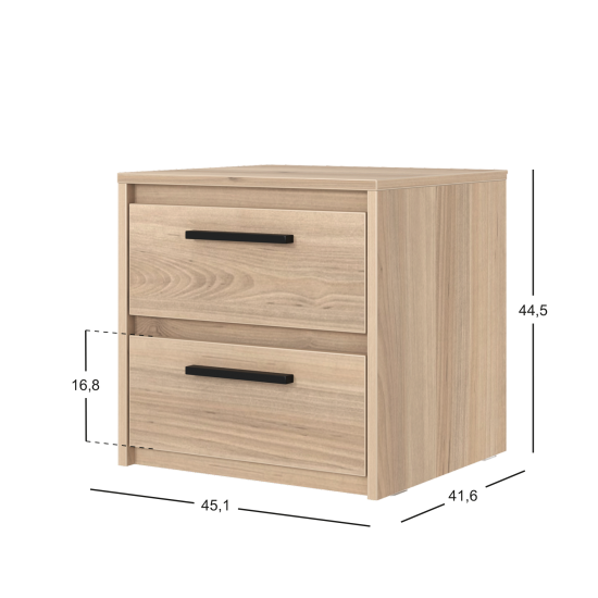 Тумба прикроватная Лион 2 ящика 45х44.5х41.6 см ЛДСП цвет дуб комано