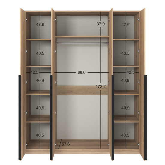 Шкаф распашной Бергамо с 4 дверями 180x220x60 см ЛДСП цвет дуб комано