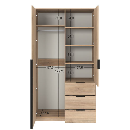 Шкаф распашной Бергамо с 2 дверями 120x220x60 см ЛДСП цвет дуб комано