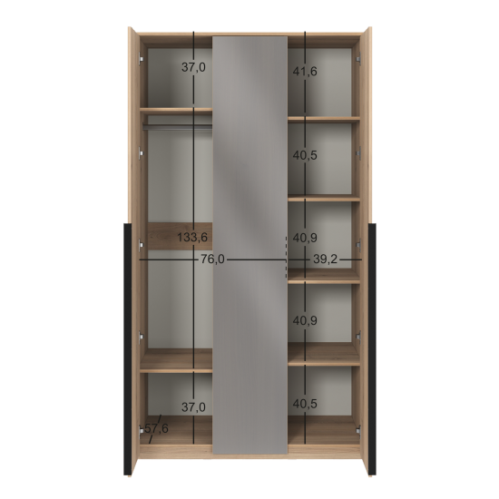 Шкаф распашной Бергамо с 2 дверями с зеркалом 120x220x60 см ЛДСП цвет дуб комано