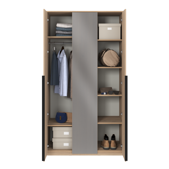 Шкаф распашной Бергамо с 2 дверями с зеркалом 120x220x60 см ЛДСП цвет дуб комано