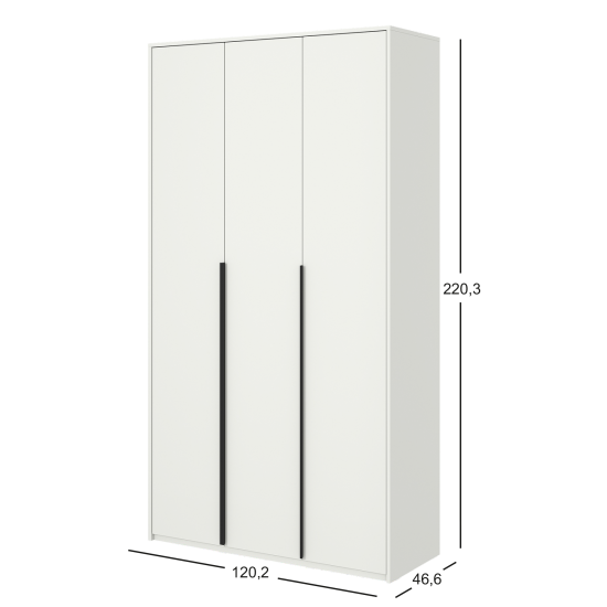 Шкаф распашной Бергамо с 3 дверями 120x220x46.6 см ЛДСП цвет белый