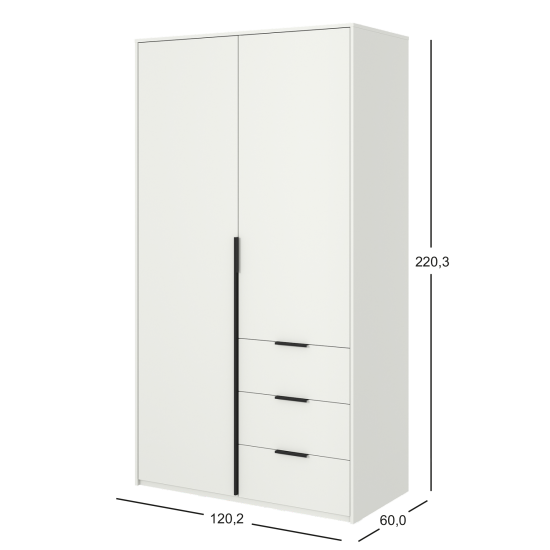 Шкаф распашной Бергамо с 2 дверями 120x220x60 см ЛДСП цвет белый