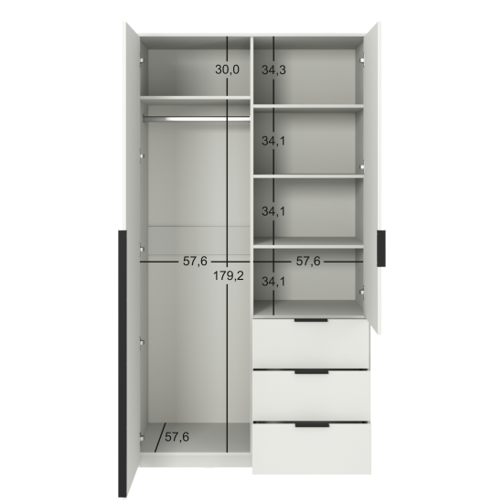 Шкаф распашной Бергамо с 2 дверями 120x220x60 см ЛДСП цвет белый