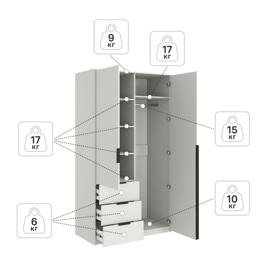 Шкаф распашной Бергамо с 2 дверями 120x220x60 см ЛДСП цвет белый
