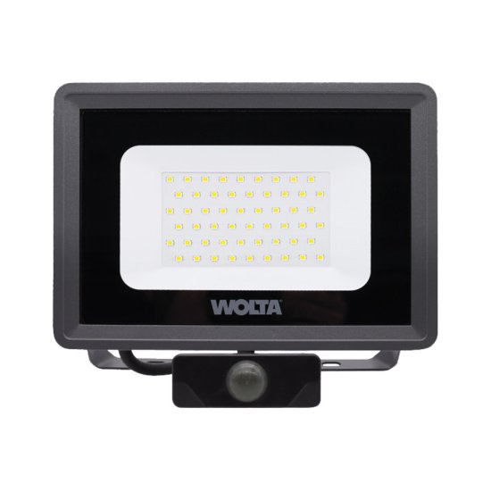Прожектор светодиодный Wolta WFL 5700К 50 Вт IP65 с датчиком серый