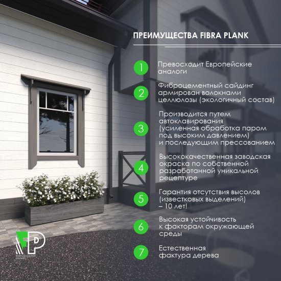 Сайдинг фиброцементный Fibra Plank 3000х200 мм белый классический