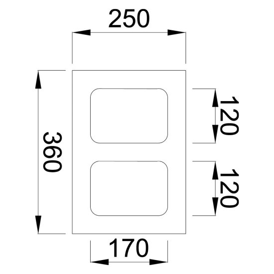Блок вентиляционный двухходовой Vent 25-36-2X 360х327х250 мм