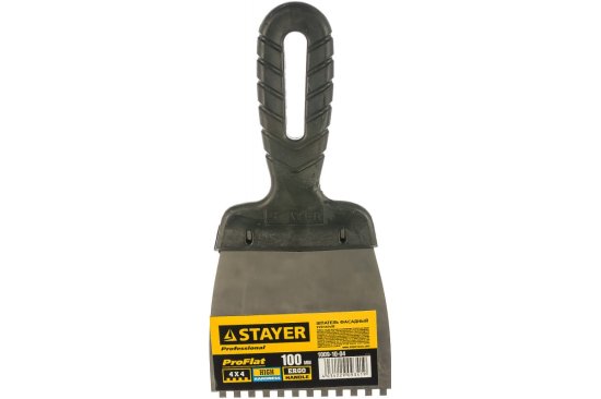 Шпатель зубчатый STAYER 100 мм 4х4