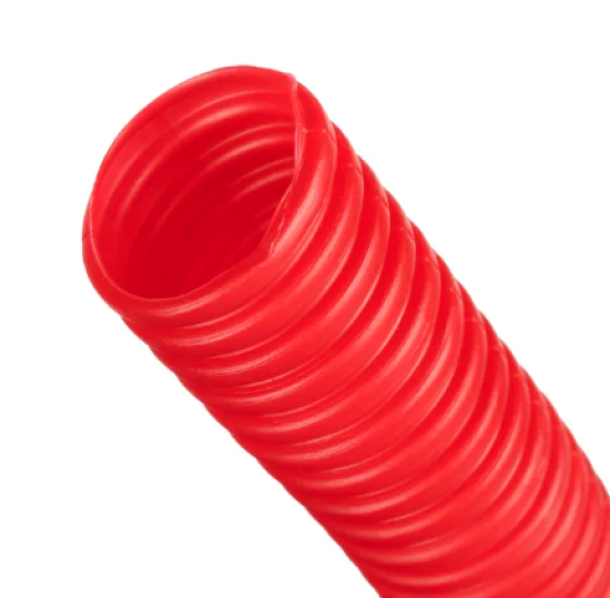 Труба гофрированная ПНД, цвет красный, 25мм для труб 16