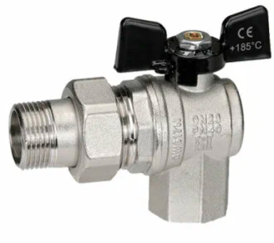 Кран шаровый Угловой Bugatti 594 Нар/Вн 1/2 с накидной гайкой