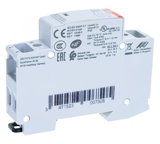 Контактор ABB - ESB20-20N-06, 20A AC-1, катушка 230В AC/DC
