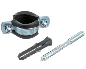 Хомут металлический с резинкой 1 Размер 32-35 мм со шпильк. и дюбел.