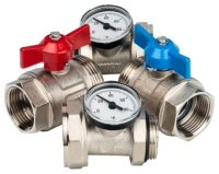 Кран прямой с тройником и термометром (универсальный) 2шт/пара