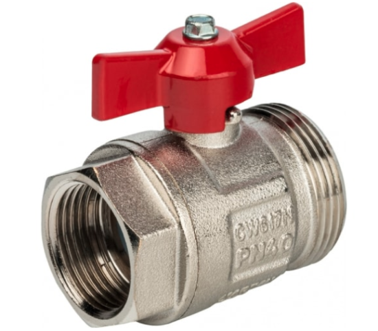 Кран прямой с тройником и термометром (универсальный) 2шт/пара