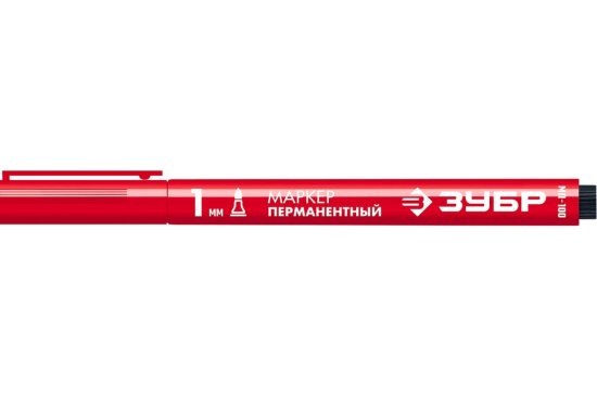 Маркер перманентный, ЗУБР МП-100 красный, заостренный наконечник