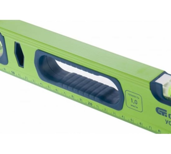 Алюминиевый уровень, фрезерованный, 3 глазка, рукоятки, 1000 мм СИБРТЕХ