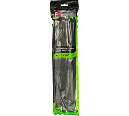 Хомуты-стяжки нейлоновые FORTISFLEX КСС 5х400 мм черный 100 штук
