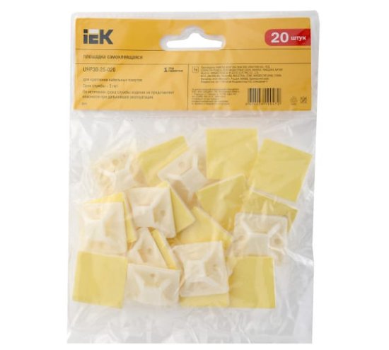Самоклеящаяся площадка под хомуты IEK 25x25 белая 100 шт