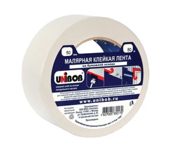 Скотч малярный Unibob белый 50 мм 50 м