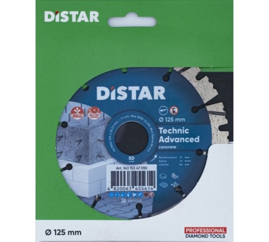Диск алмазный сегментный по армированному бетону Technic Advanced (125х22.2 мм) DiStar