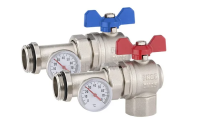 Комплект угловых шаровых кранов с термометрами 1