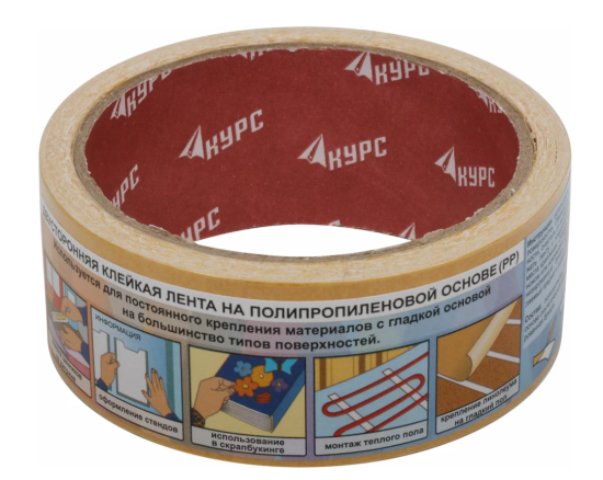 Лента клейкая двусторонняя КУРС 38мм х 10м