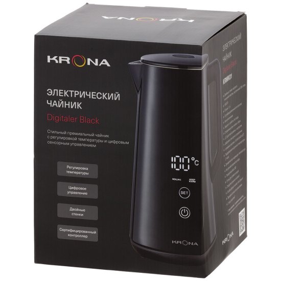 Электрический чайник Krona Digitaler Black 1,5 л черный