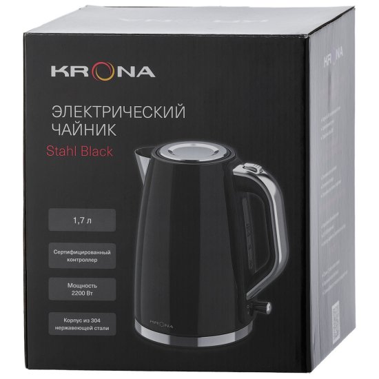 Электрический чайник Krona Stahl Black 1,7 л черный
