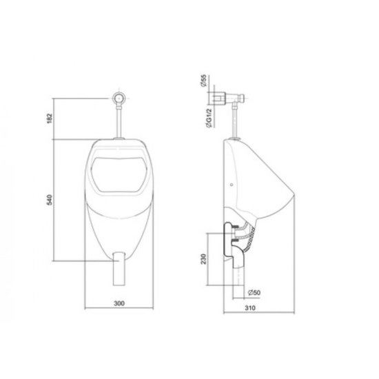 Писсуар Santek Гала с вертикальным сифоном (1.WH50.1.805)