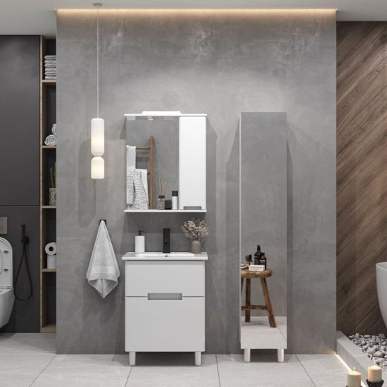 Пенал Sanstar 32 см подвесной/напольный белый