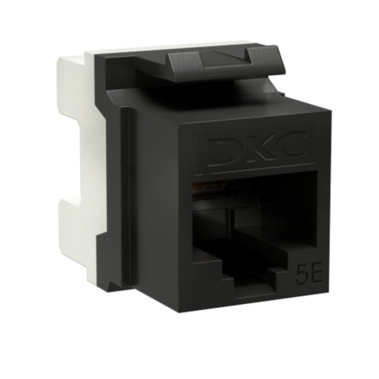 Переходник неэкранированный DKC Keystone 180 градусов RJ45 CAT5е UTP черный (12 шт.) (RNK5EU180BK)