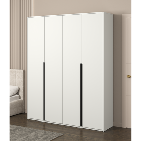 Шкаф распашной Бергамо с 4 дверями 180x220x46.6 см ЛДСП цвет белый