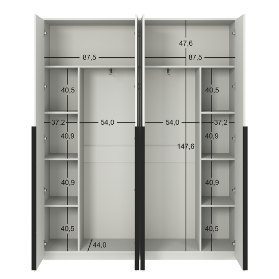 Шкаф распашной Бергамо с 4 дверями 180x220x46.6 см ЛДСП цвет белый