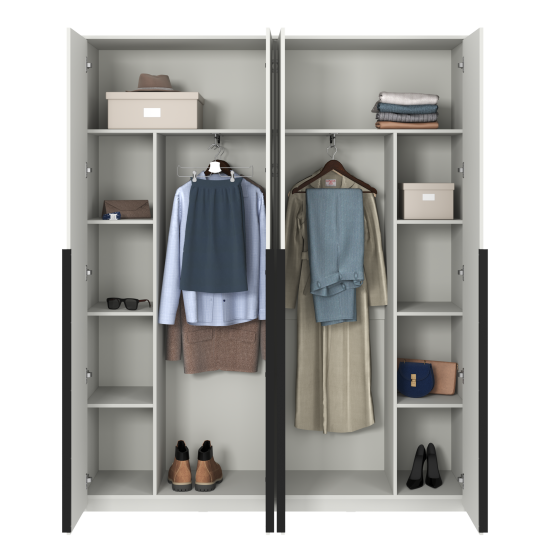 Шкаф распашной Бергамо с 4 дверями 180x220x46.6 см ЛДСП цвет белый