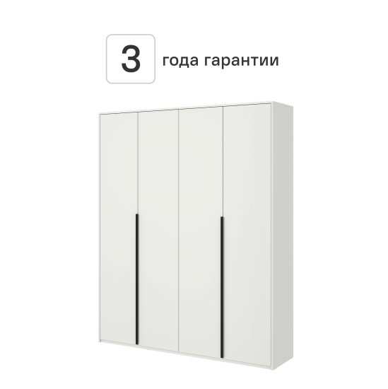 Шкаф распашной Бергамо с 4 дверями 180x220x46.6 см ЛДСП цвет белый