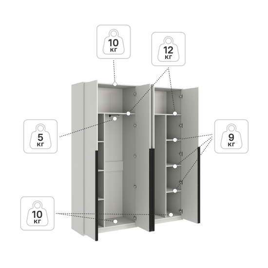Шкаф распашной Бергамо с 4 дверями 180x220x46.6 см ЛДСП цвет белый