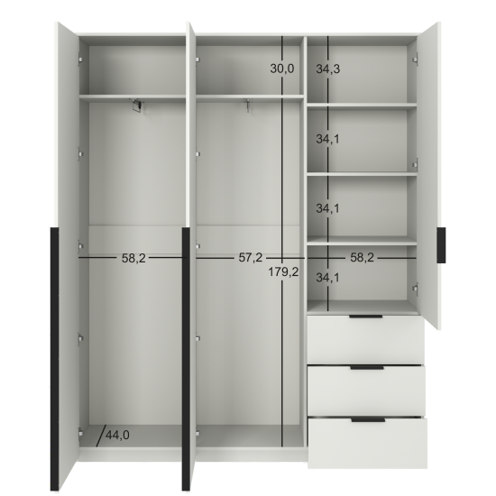 Шкаф распашной Бергамо с 3 дверями 180x220x46.6 см ЛДСП цвет белый