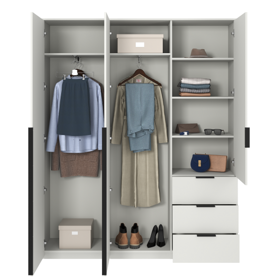 Шкаф распашной Бергамо с 3 дверями 180x220x46.6 см ЛДСП цвет белый