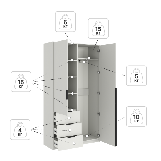 Шкаф распашной Бергамо с 2 дверями 120x220x46.6 см ЛДСП цвет белый