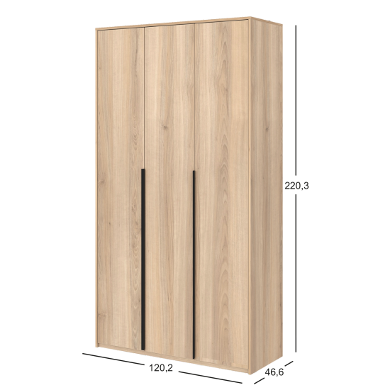 Шкаф распашной Бергамо с 3 дверями 120x220x46.6 см ЛДСП цвет дуб комано