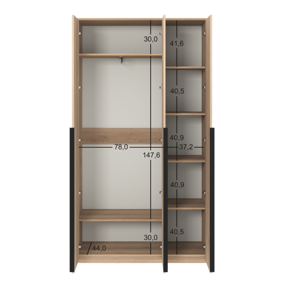 Шкаф распашной Бергамо с 3 дверями 120x220x46.6 см ЛДСП цвет дуб комано