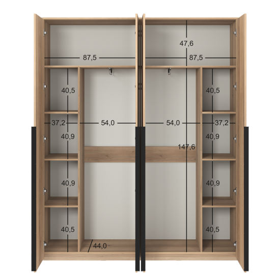 Шкаф распашной Бергамо с 4 дверями 180x220x46.6 см ЛДСП цвет дуб комано