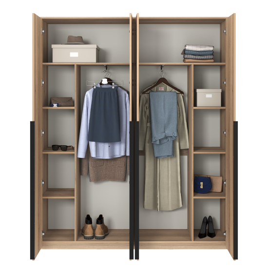 Шкаф распашной Бергамо с 4 дверями 180x220x46.6 см ЛДСП цвет дуб комано