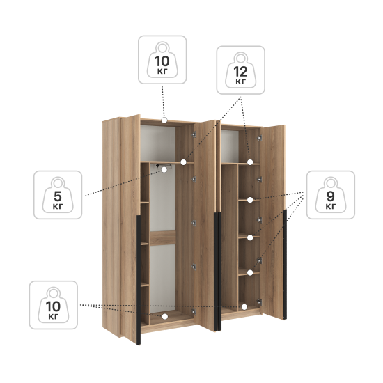 Шкаф распашной Бергамо с 4 дверями 180x220x46.6 см ЛДСП цвет дуб комано