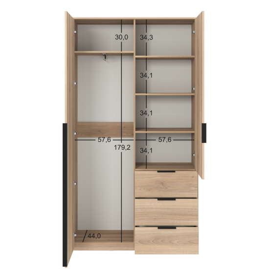 Шкаф распашной Бергамо с 2 дверями 120x220x46.6 см ЛДСП цвет дуб комано