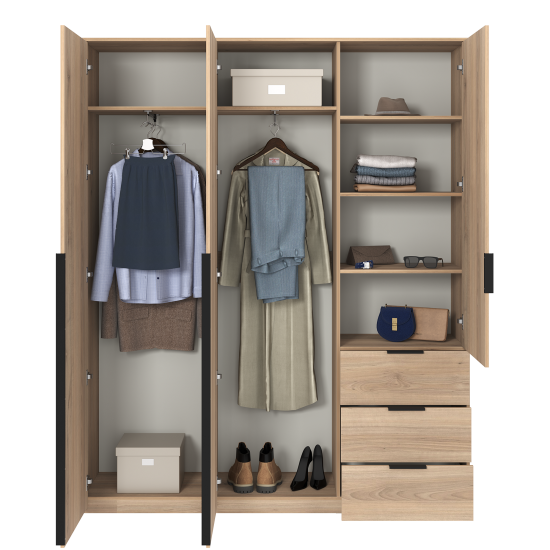 Шкаф распашной Бергамо с 3 дверями 180x220x46.6 см ЛДСП цвет дуб комано